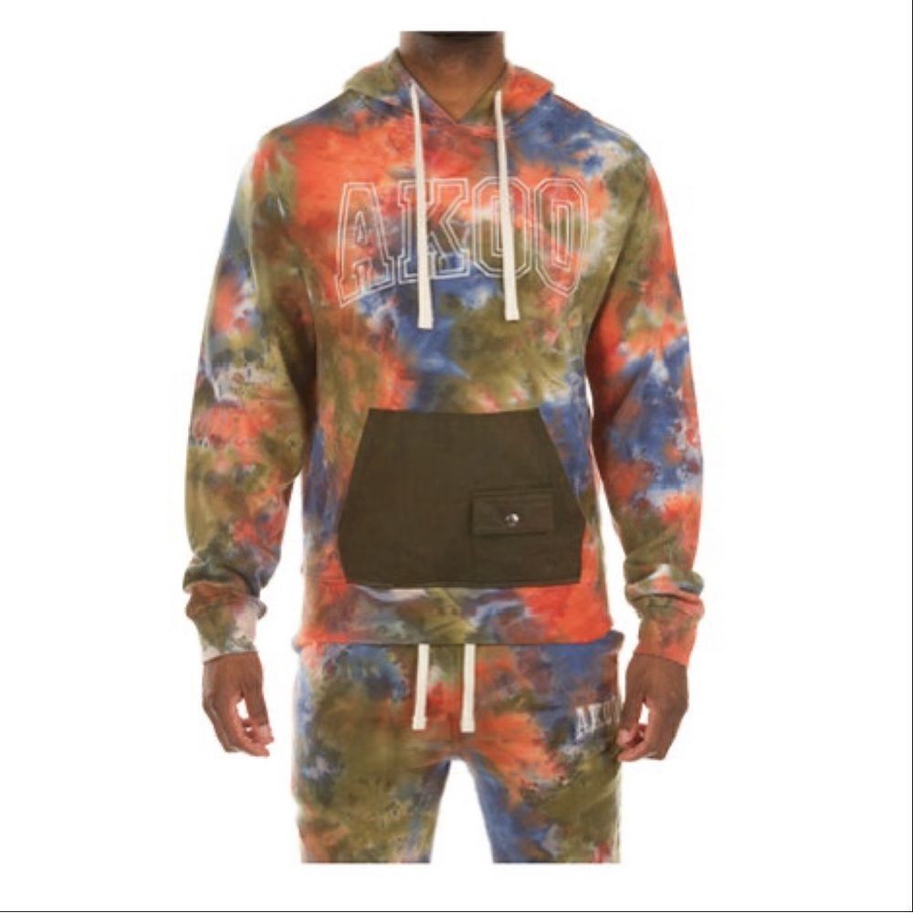 Akoo Habuka Tie Dye Hoodie Sweatshirt Orange Multi Small